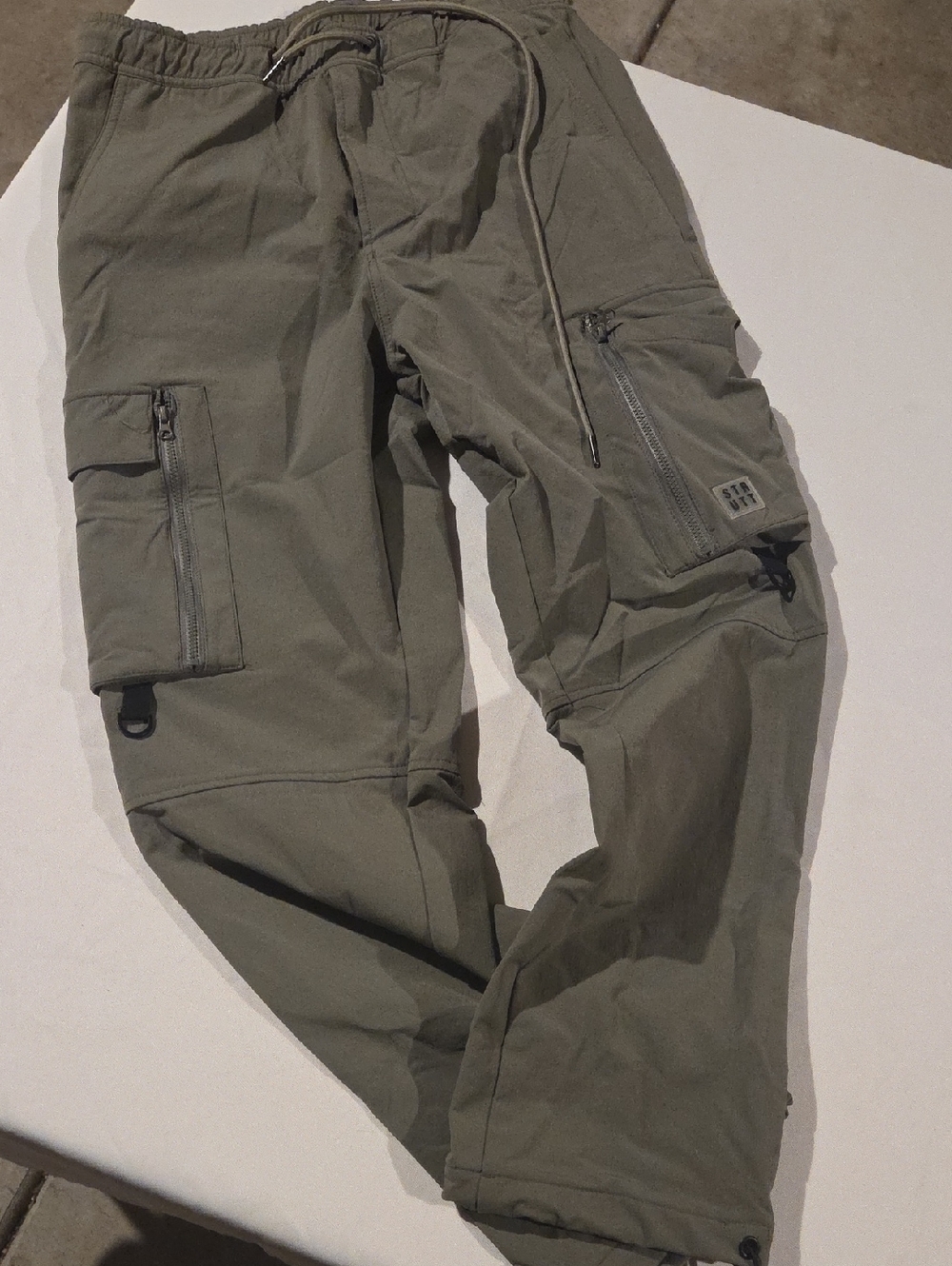 Strut! Men's Olive Green Drawstring Cargo Pants
